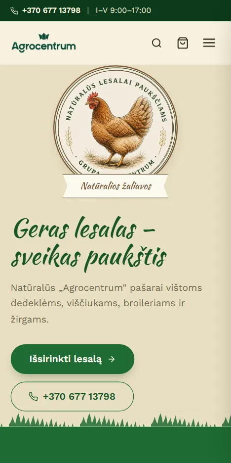 Pašarai.lt svetainė telefone